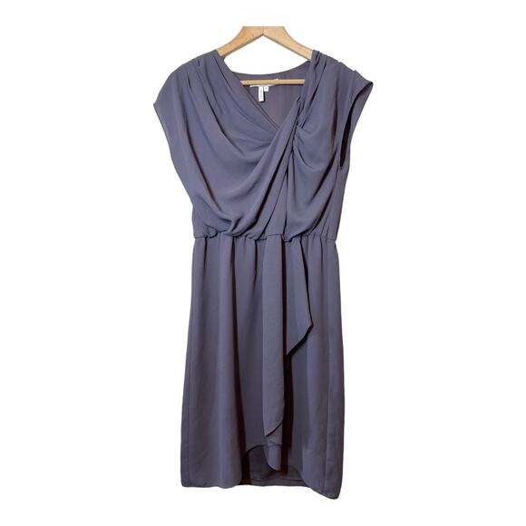 Max and Cleo Bridesmaid Dress Stone Gray Medium Cap Sleeve Shelly Faux Wrap - Picture 1 of 5